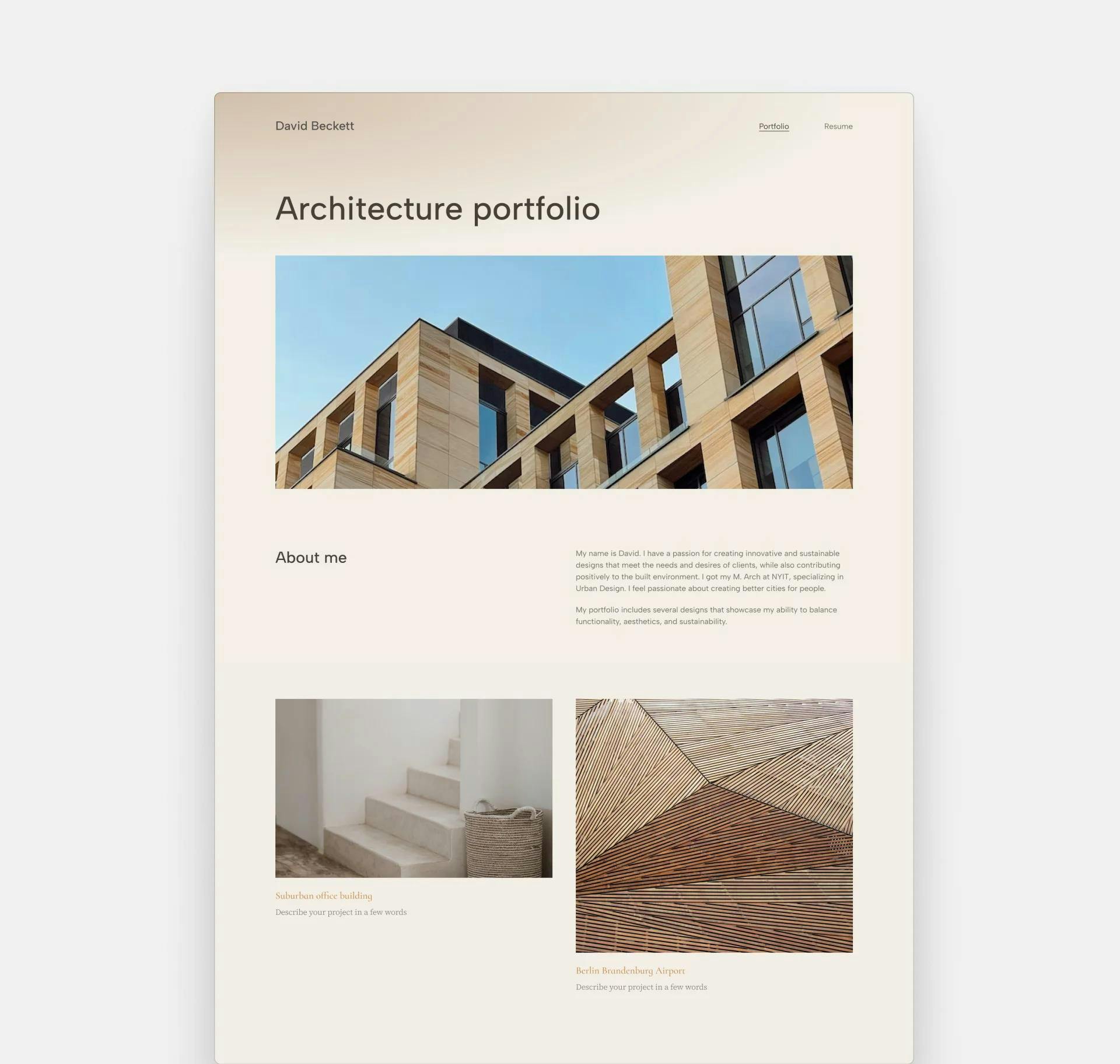 Mobile and desktop rolling screenshot of the Archifolio template, Palazzo