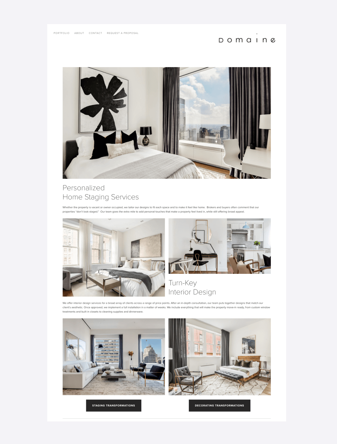 Domaine interior design portfolio for freelance work