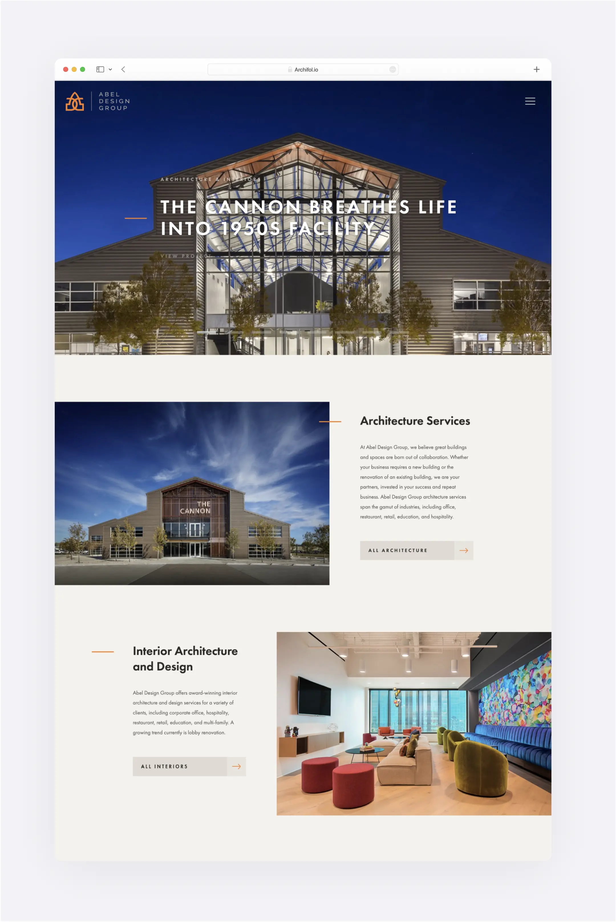 Abel Design Group's interior design website