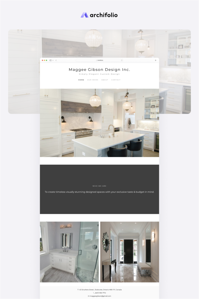 The screenshot of a professional Architecture Portfolio of Maggee Gibson