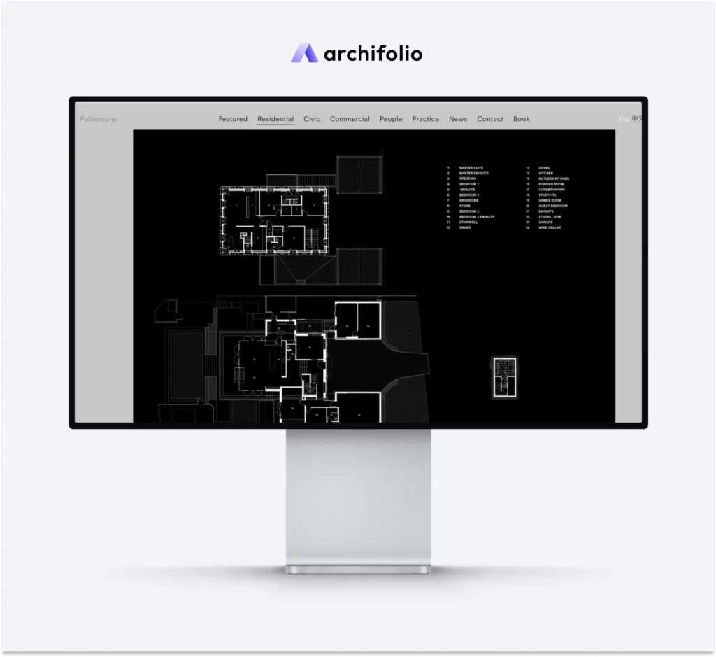 Screenshot of the architecture website of Pattersons