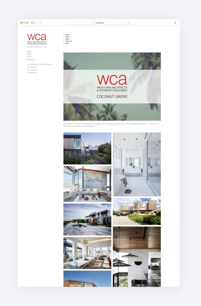 Website of WC Architects and Interior designers