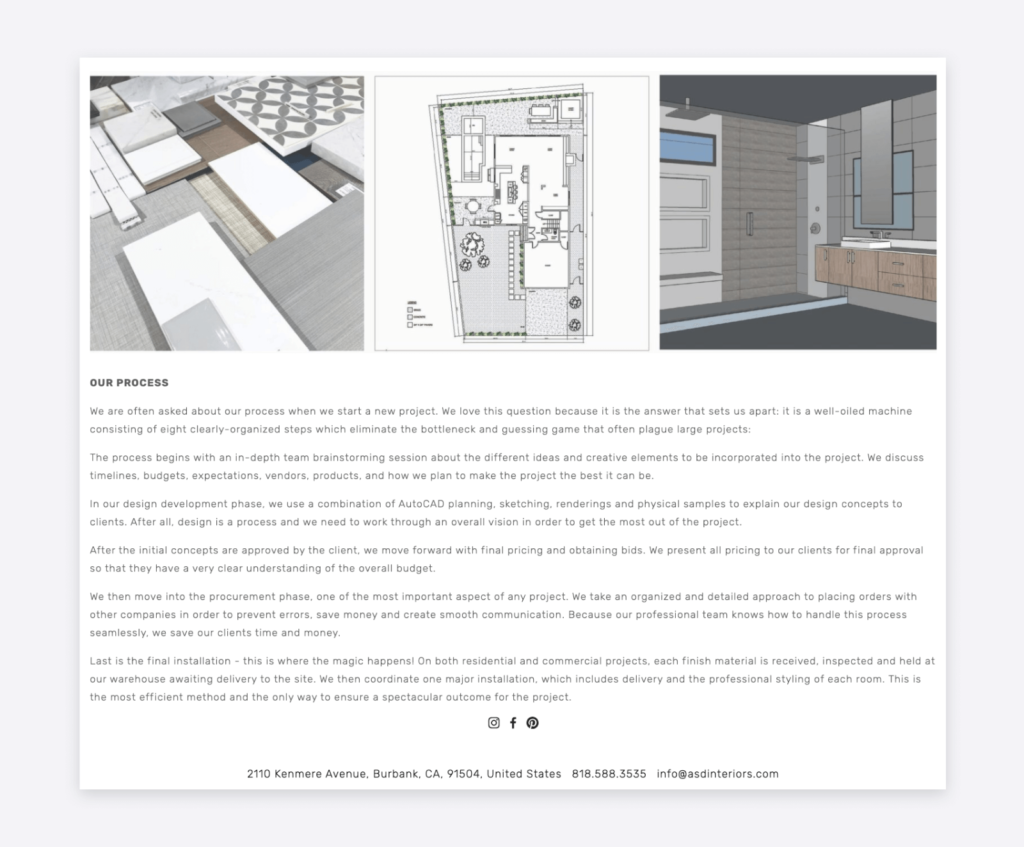ASD interiors about page