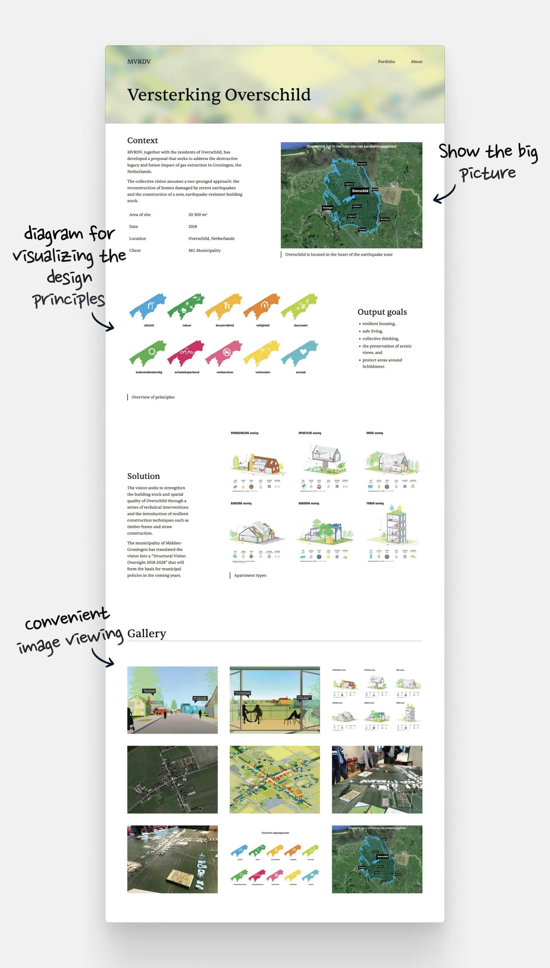Screenshot of an urban planner's portfolio's project page