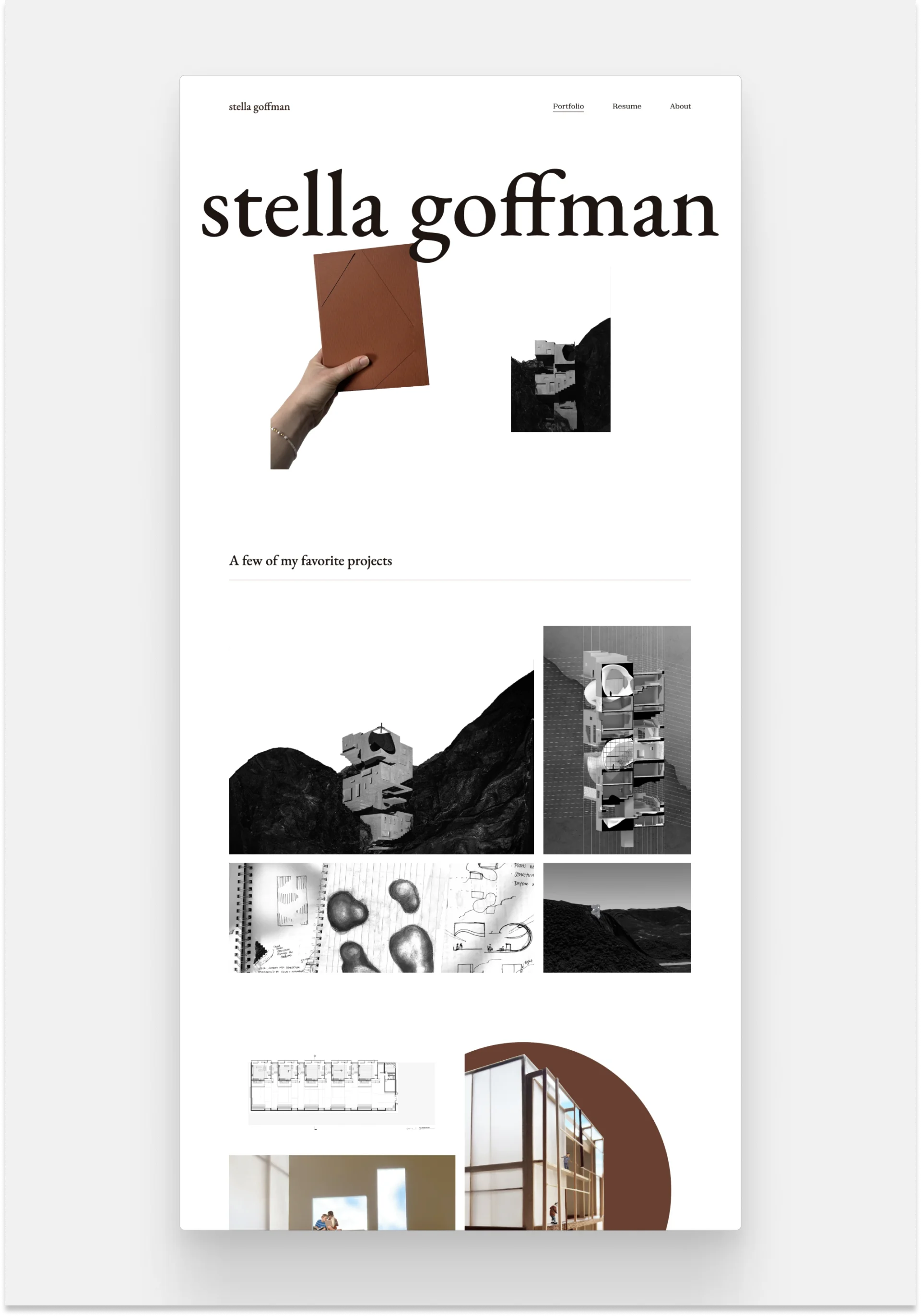 Screenshot of Stella Goffman's architecture website