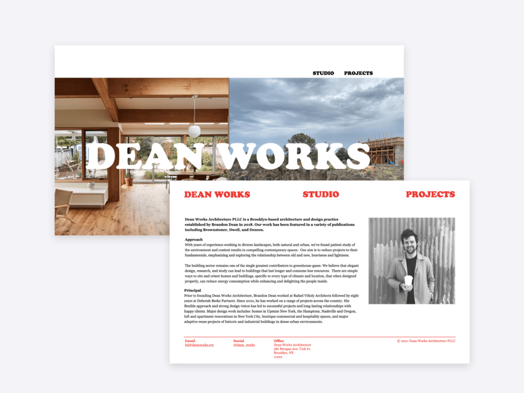 Brandon Dean's portfolio website example
