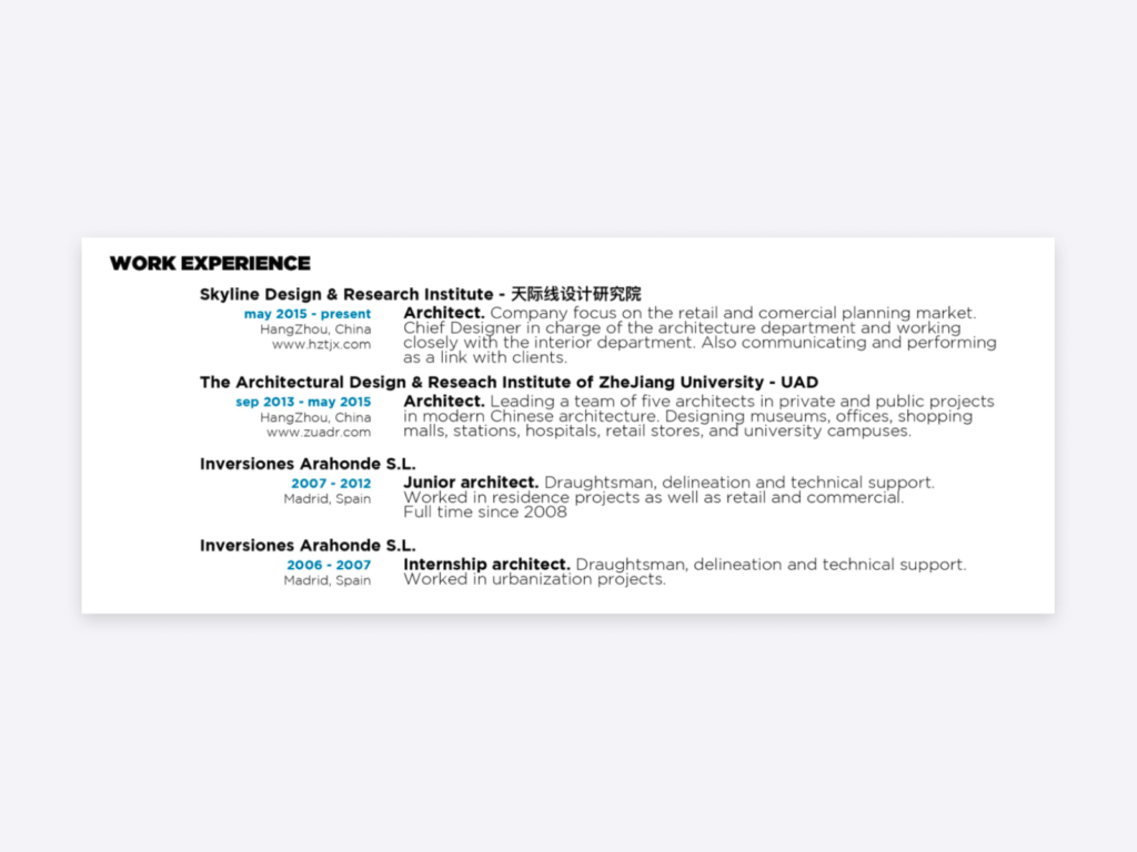 Work experience section of Alfonso Bruna Alcaide's resume