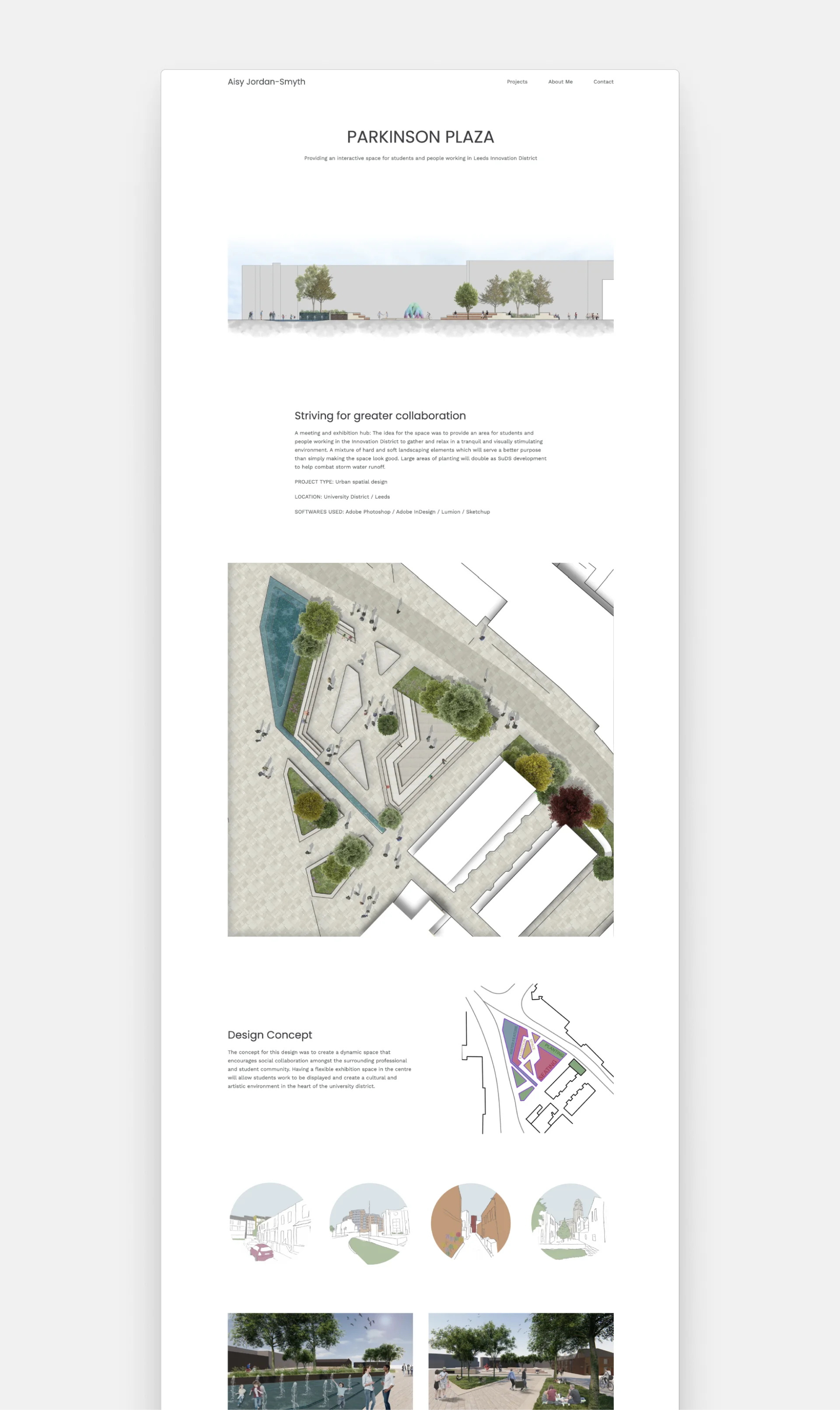 Screenshot of Aisy Jordan-Smyth's project page, which she created with Archifolio's Palazzo template. 