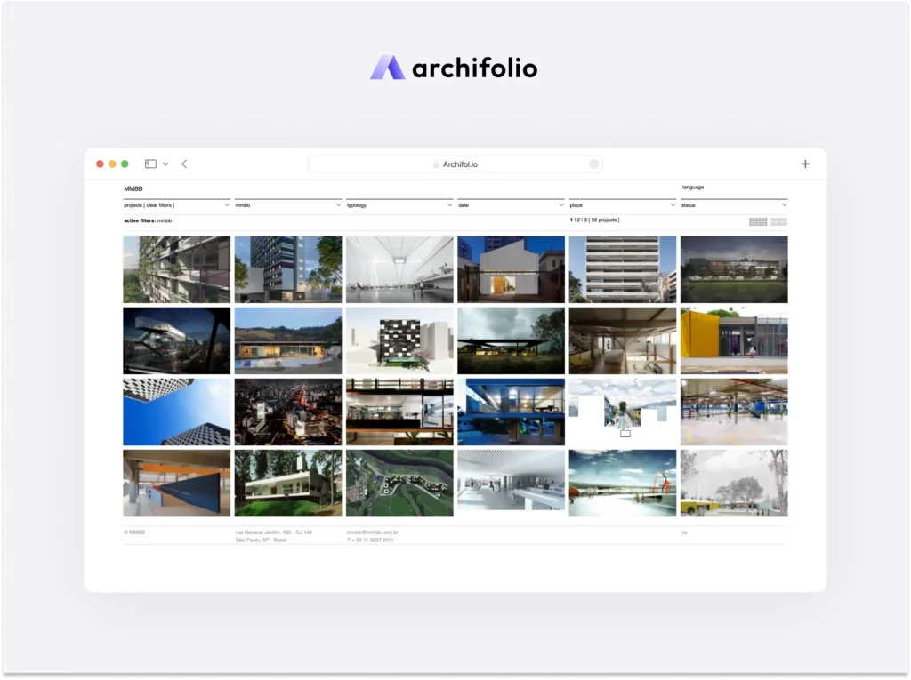 Screenshot of the architecture website of MMBB