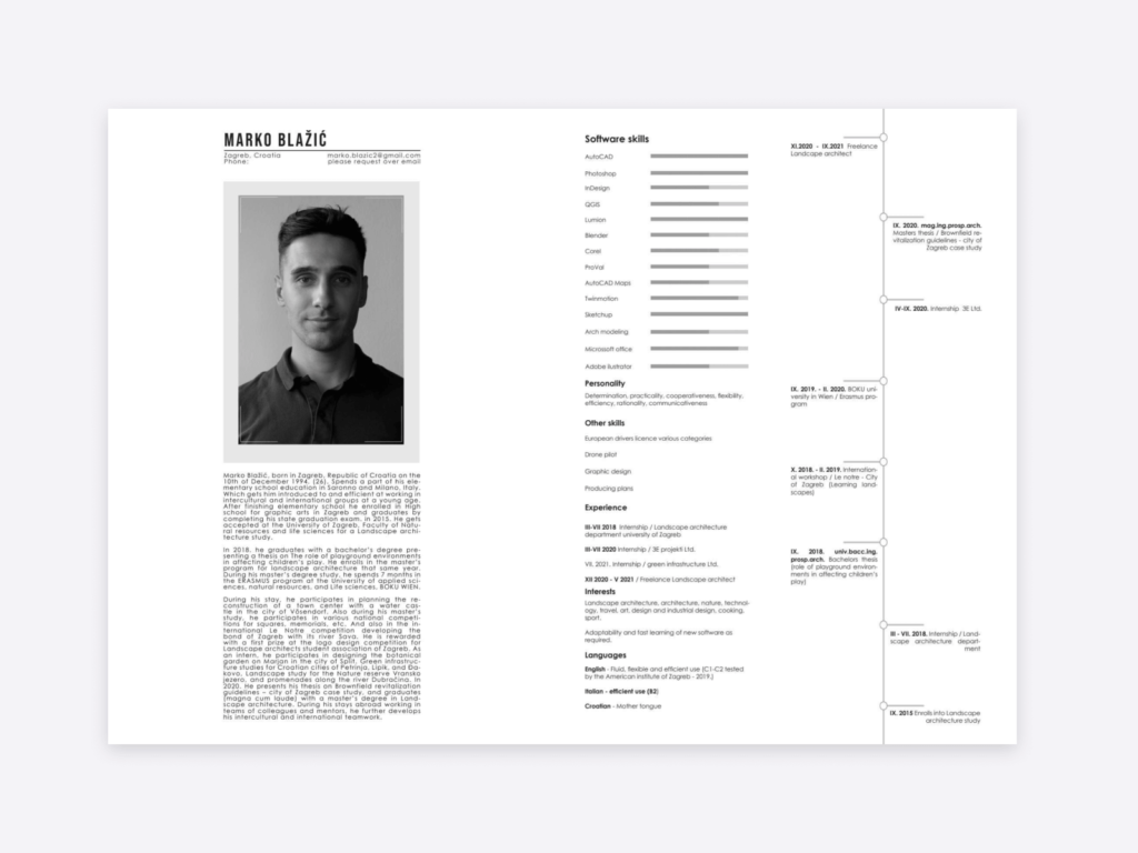 how Marco Blažić created his resume in his portfolio
