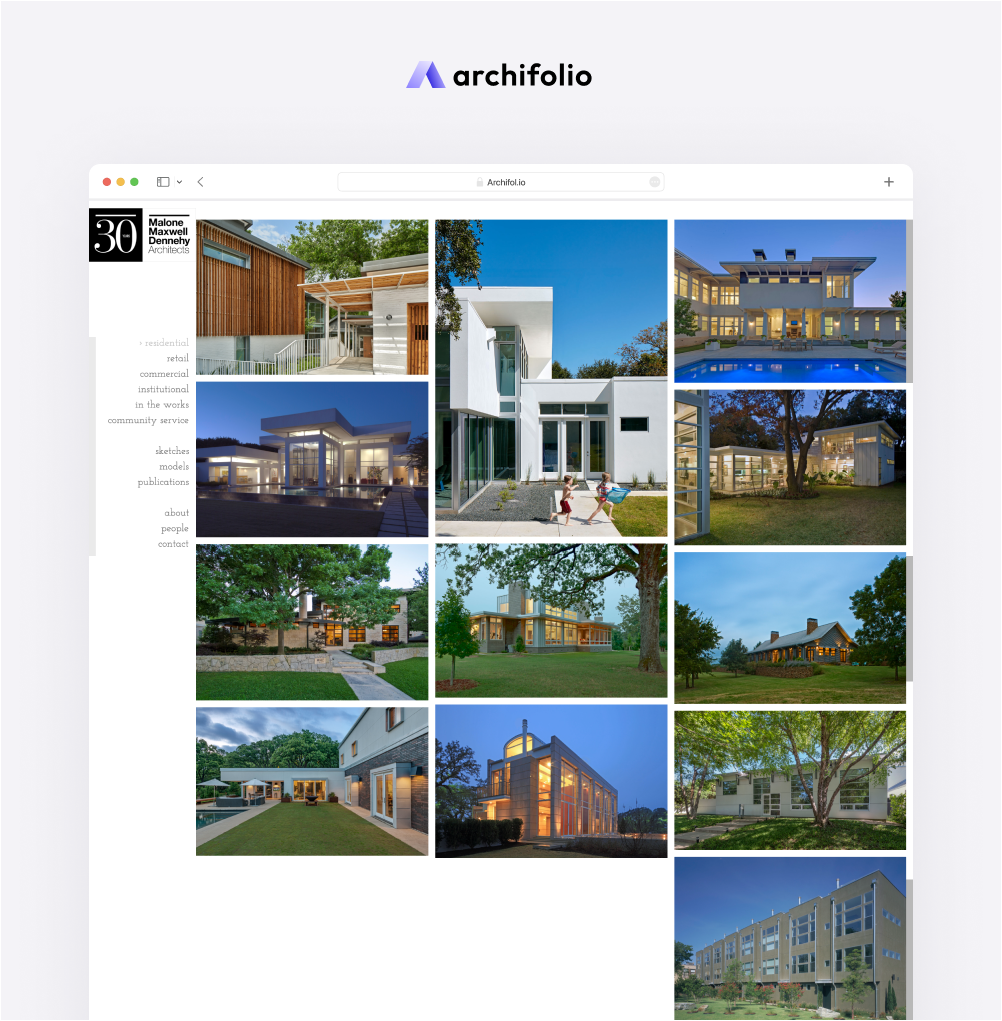The screenshot of a professional Architecture Portfolio of Malone Maxwell Dennehy