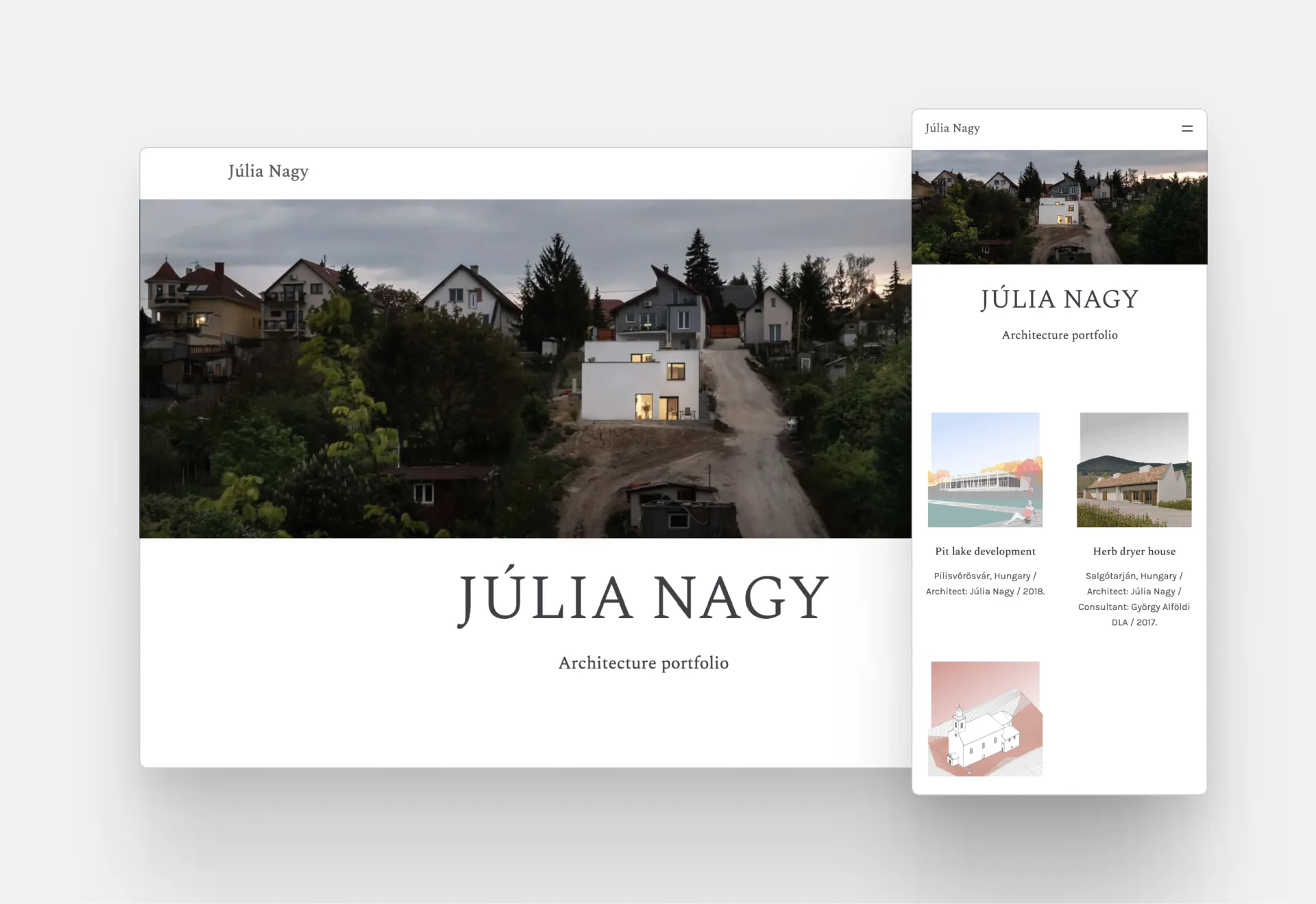 Screenshot of the desktop and mobile cover of Júlia Nagy's website