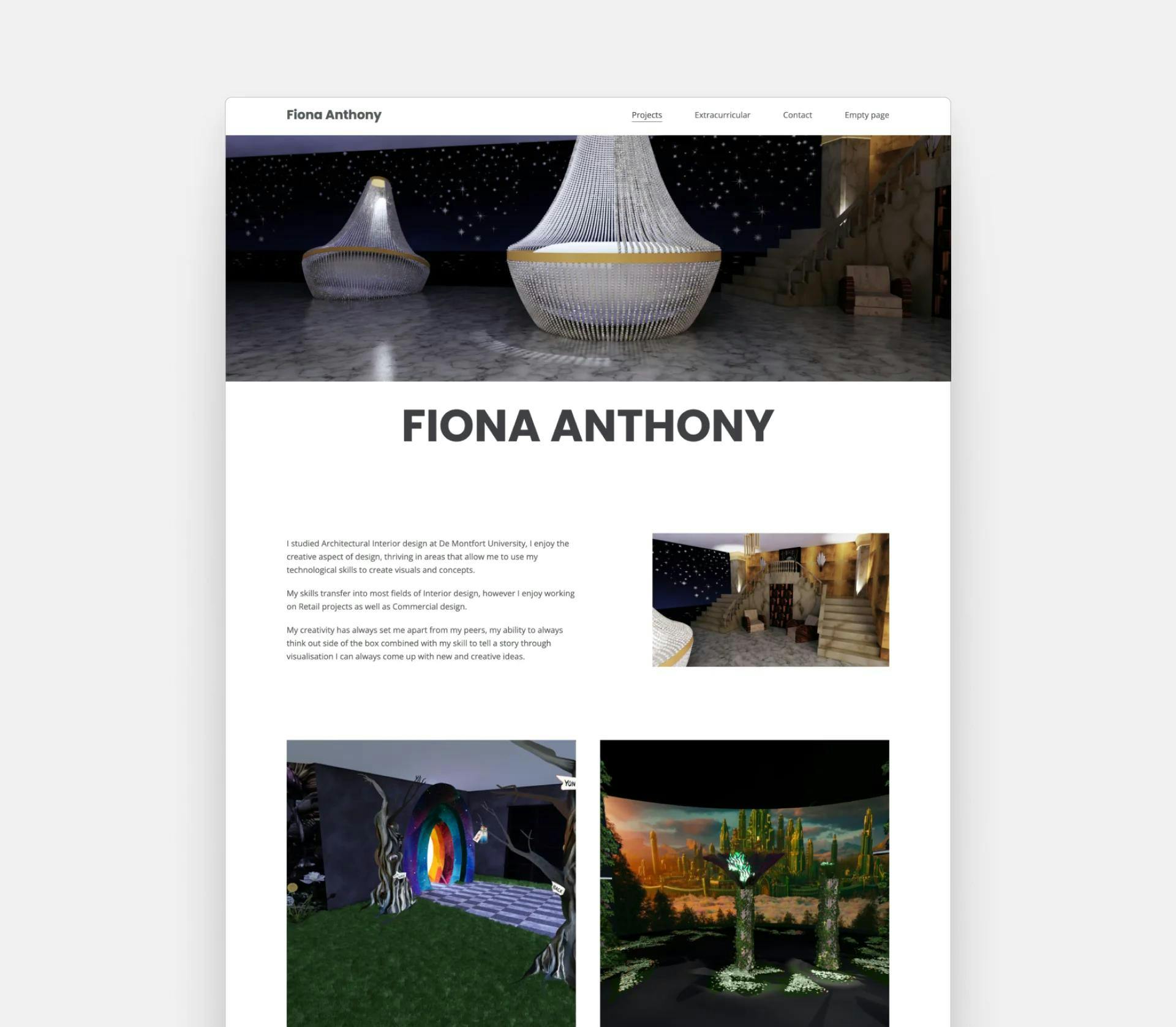 Interior design portfolio by Fiona Anthony