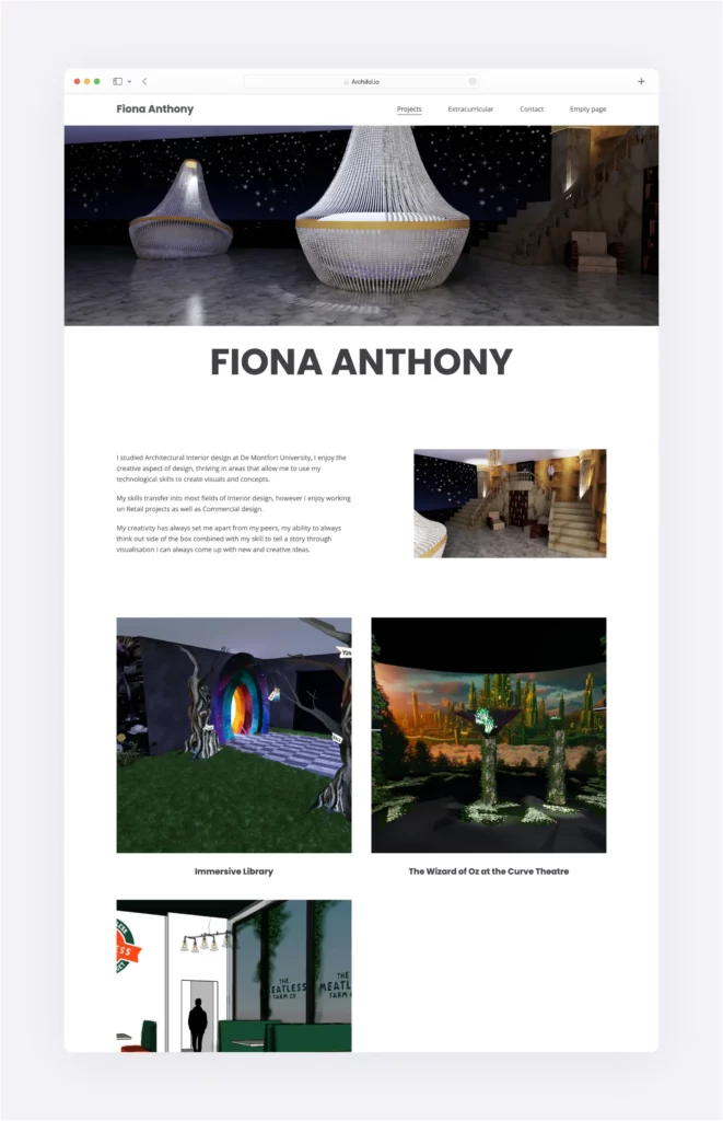 Interior design portfolio by Fiona Anthony