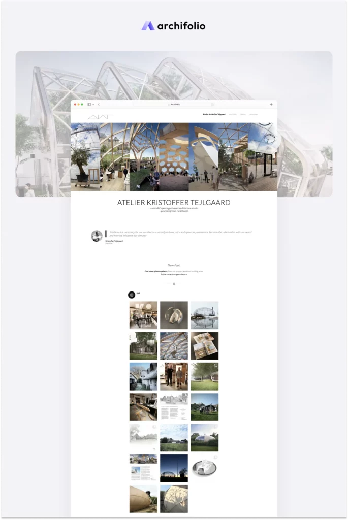 Screenshot of the architecture site of Kristoffer Tejlgaard