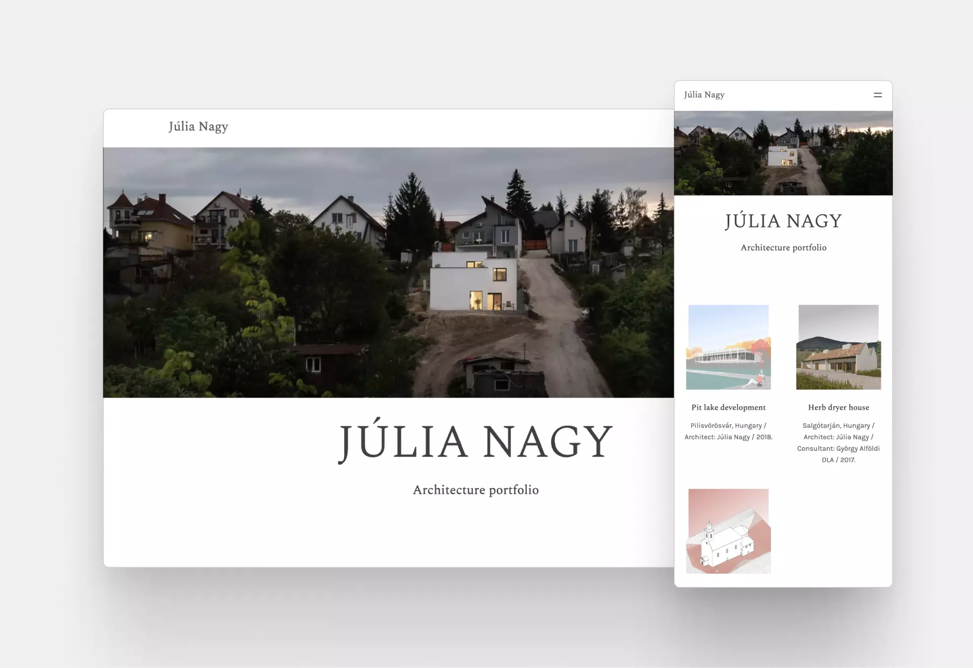 Júlia Nagy's architecture website design
