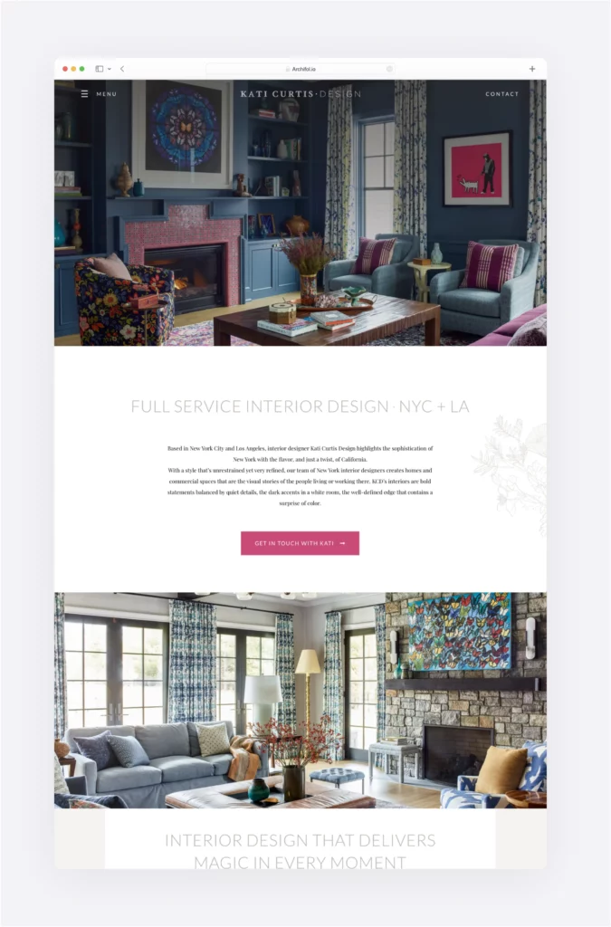 Interior design website by Kati Curtis